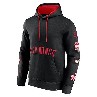 Men's Fanatics Branded Black Detroit Red Wings Wild Winner Fleece Pullover Hoodie
