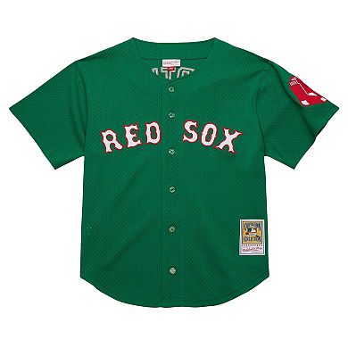 Men's Mitchell & Ness David Ortiz Kelly Green Boston Red Sox Cooperstown Collection Mesh Batting Practice Jersey
