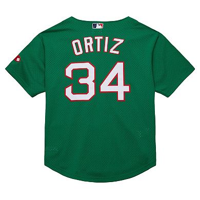 Men's Mitchell & Ness David Ortiz Kelly Green Boston Red Sox Cooperstown Collection Mesh Batting Practice Jersey