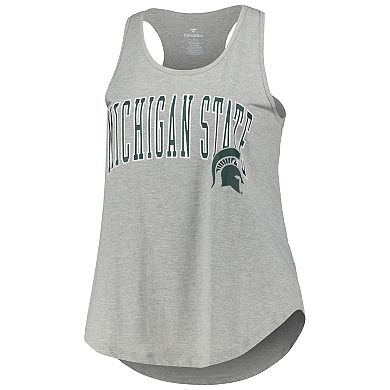 Women's Profile Heather Gray Michigan State Spartans Arch Logo Racerback Scoop Neck Tank Top