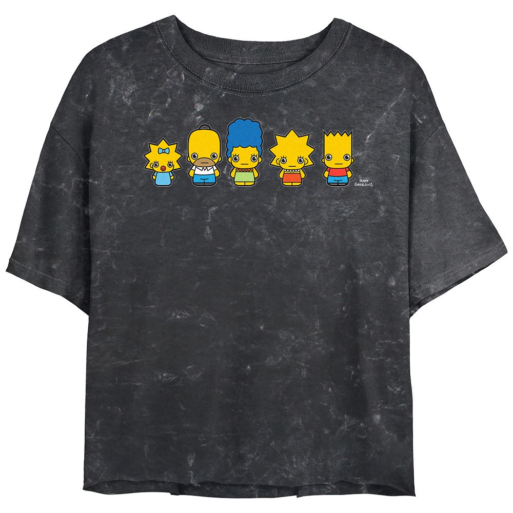 Juniors' The Simpsons Chibi Lineup Cropped Graphic Tee