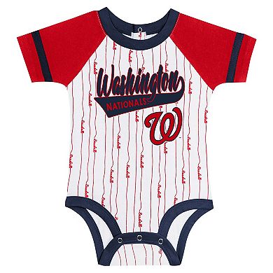 Newborn & Infant White Washington Nationals Base Hitter Bodysuit, Bib & Bootie Set