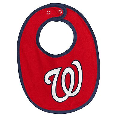 Newborn & Infant White Washington Nationals Base Hitter Bodysuit, Bib & Bootie Set