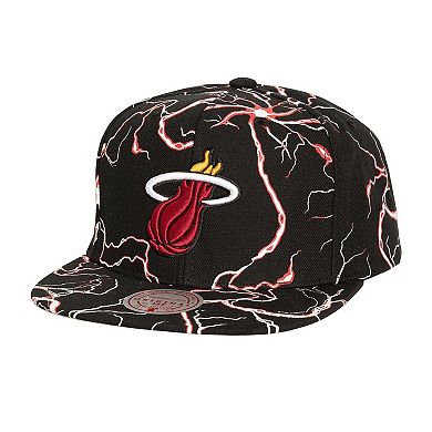 Men's Mitchell & Ness Black Miami Heat Storm Season Snapback Hat