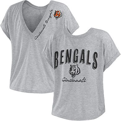 Women's WEAR by Erin Andrews Heather Gray Cincinnati Bengals Reversible T-Shirt