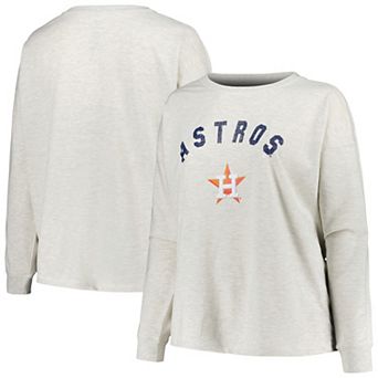 Women's Profile Oatmeal Houston Astros Plus Size French Terry Pullover Sweatshirt