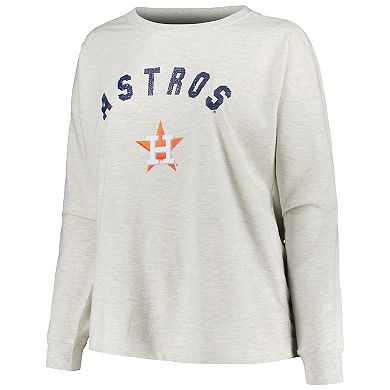 Women's Profile Oatmeal Houston Astros Plus Size French Terry Pullover Sweatshirt