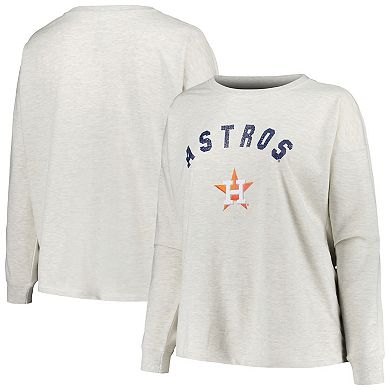 Women's Profile Oatmeal Houston Astros Plus Size French Terry Pullover Sweatshirt