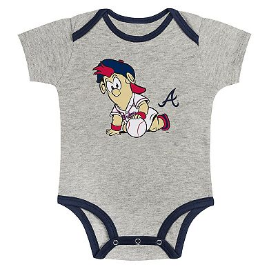 Newborn & Infant Gray/White Atlanta Braves Two-Pack Play Ball Bodysuit Set