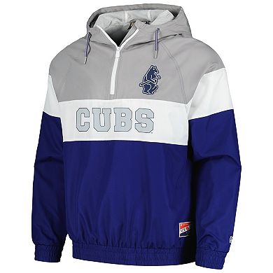 Men's New Era Royal Chicago Cubs Ripstop Raglan Quarter-Zip Hoodie Windbreaker Jacket