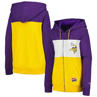 Women's New Era Purple Minnesota Vikings Color-Block Full-Zip Hoodie