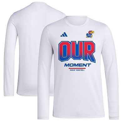 Unisex adidas White Kansas Jayhawks 2024 On-Court Bench Our Moment Long Sleeve T-Shirt