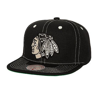 Men's Mitchell & Ness Black Chicago Blackhawks Energy Contrast Natural Snapback Hat