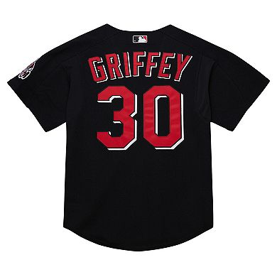 Men's Mitchell & Ness Ken Griffey Jr. Black Cincinnati Reds Cooperstown Collection Authentic Mesh Batting Practice Jersey