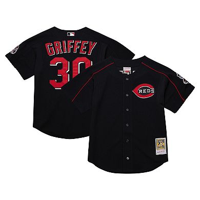 Men's Mitchell & Ness Ken Griffey Jr. Black Cincinnati Reds Cooperstown Collection Authentic Mesh Batting Practice Jersey