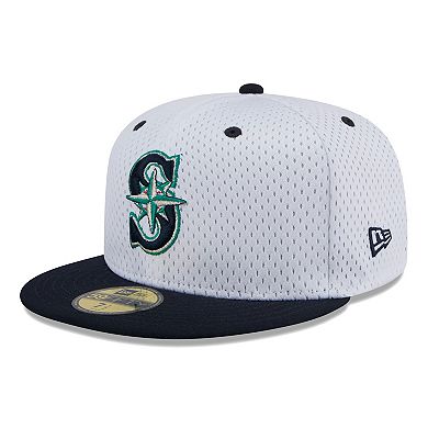 Men's New Era White Seattle Mariners Throwback Mesh 59FIFTY Fitted Hat