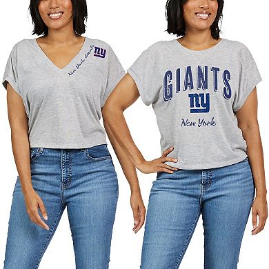 Women's WEAR by Erin Andrews Heather Gray New York Giants Reversible T-Shirt