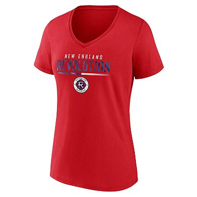 Women's Fanatics Branded Red New England Revolution Iconic Winning Attitude V-Neck T-Shirt