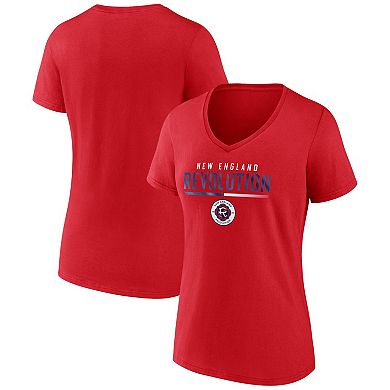 Women's Fanatics Branded Red New England Revolution Iconic Winning Attitude V-Neck T-Shirt