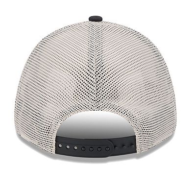 Men's New Era Khaki/Black Chicago Bulls Throwback Patch Trucker 9FORTY Adjustable Hat