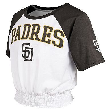 Youth White San Diego Padres On Base Fashion Raglan T-Shirt