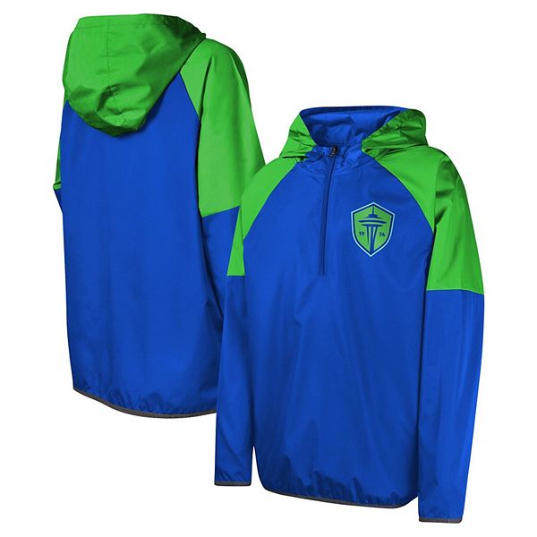 Youth Blue Seattle Sounders FC Unstoppable 1/2-Zip Hoodie Jacket