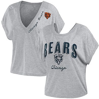 Women's WEAR by Erin Andrews Heather Gray Chicago Bears Reversible T-Shirt