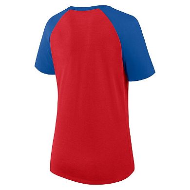 Women's Fanatics Branded Red Philadelphia Phillies Shut Out Raglan Notch Neck T-Shirt