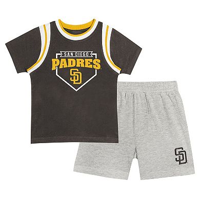 Toddler Fanatics Branded Brown/Gray San Diego Padres Bases Loaded T-Shirt & Shorts Set