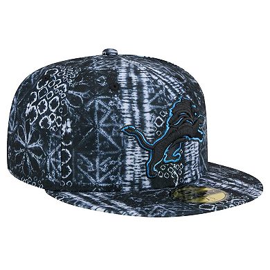 Men's New Era Black Detroit Lions Shibori 59FIFTY Fitted Hat