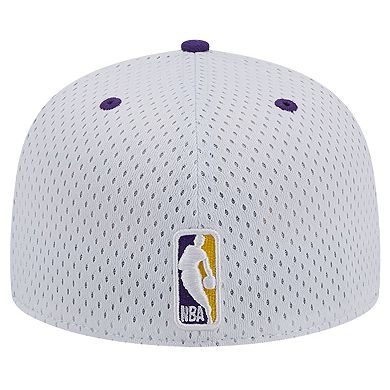 Men's New Era White/Purple Los Angeles Lakers Throwback 2Tone 59FIFTY Fitted Hat
