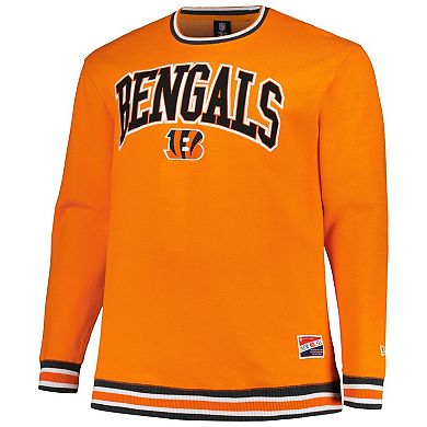 Men's New Era Orange Cincinnati Bengals Big & Tall Pullover Sweatshirt
