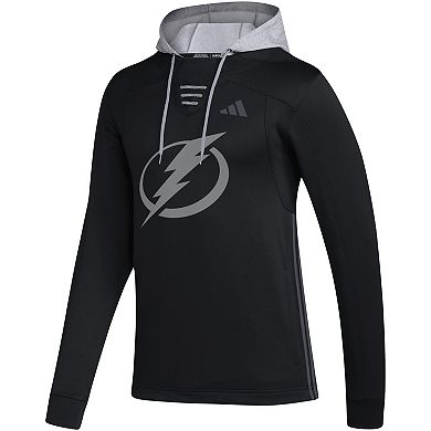 Men's adidas Black Tampa Bay Lightning Refresh Skate Lace AEROREADY Pullover Hoodie