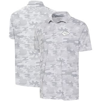 Men's Antigua White Kansas City Chiefs Anthracite Logo Collide Polo