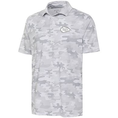 Men's Antigua White Kansas City Chiefs Anthracite Logo Collide Polo