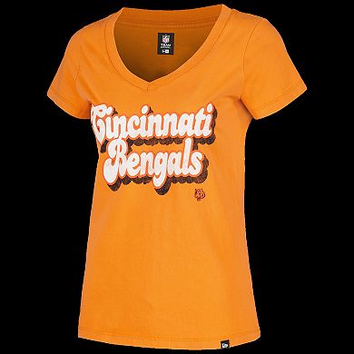 Women's New Era Orange Cincinnati Bengals Enzyme Wash Low V-Neck T-Shirt