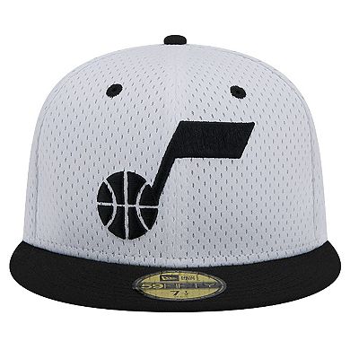 Men's New Era White/Black Utah Jazz Throwback 2Tone 59FIFTY Fitted Hat