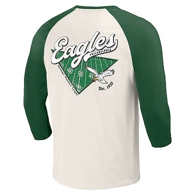 Men's Darius Rucker Collection by Fanatics Kelly Green/White Philadelphia Eagles Raglan 3/4 Sleeve T-Shirt