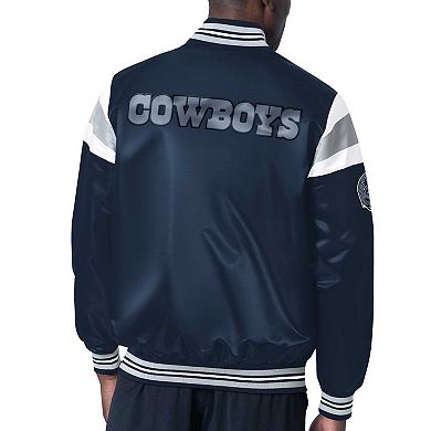 Men's Starter Navy Dallas Cowboys Satin Varsity Full-Snap Jacket