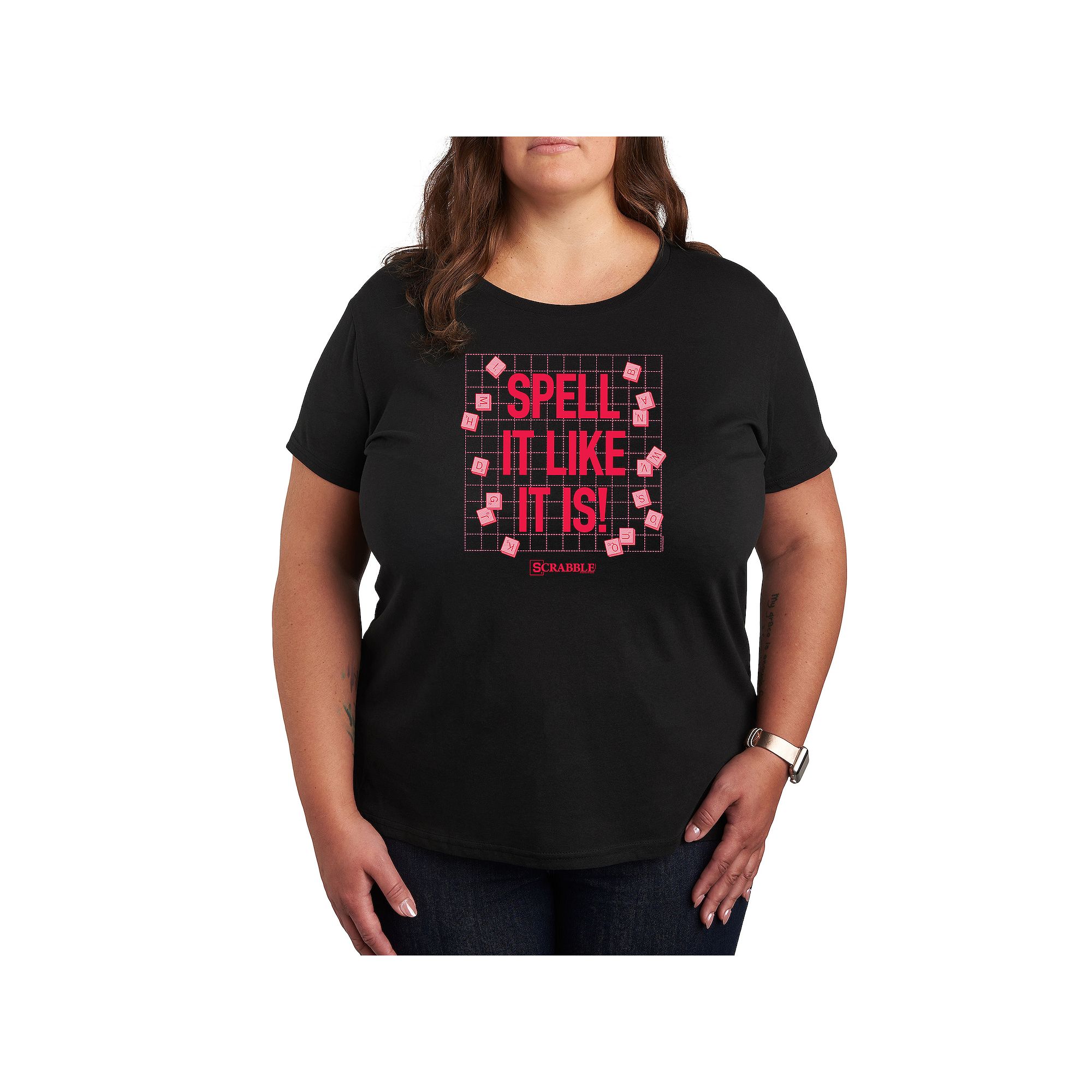 Plus Scrabble Spell It Like It Is Graphic Tee by Hasbro, Womens, Size: 1XL