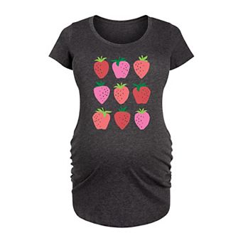 Maternity Strawberry Grid Graphic Tee