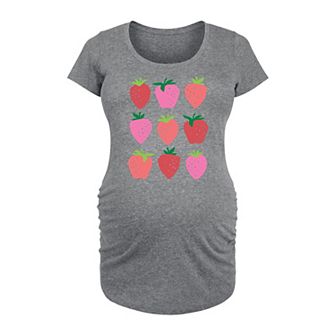 Maternity Strawberry Grid Graphic Tee