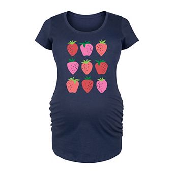 Maternity Strawberry Grid Graphic Tee