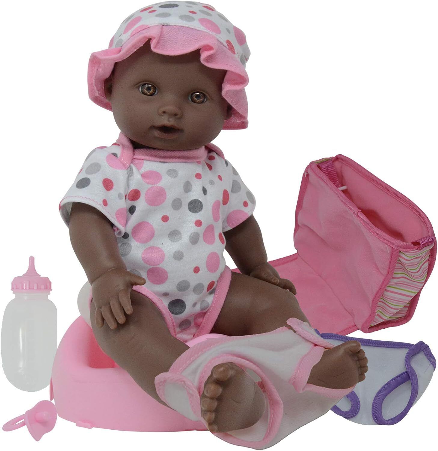Детская кукла The New York Doll Collection 12 Inch Drink And Wet Potty Training Baby Doll, цвет: Deep Skin Tone — фото 1