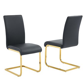 Best Master Furniture Alison Faux Leather Gold Dining Side Chair (Set of 2)