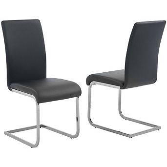 Best Master Furniture Alison Faux Leather Chrome Dining Side Chair (Set of 2)
