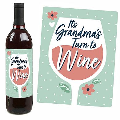 Big Dot Of Happiness Grandma, Happy Mother's Day Grandmother Wine Bottle Label Stickers 4 Ct