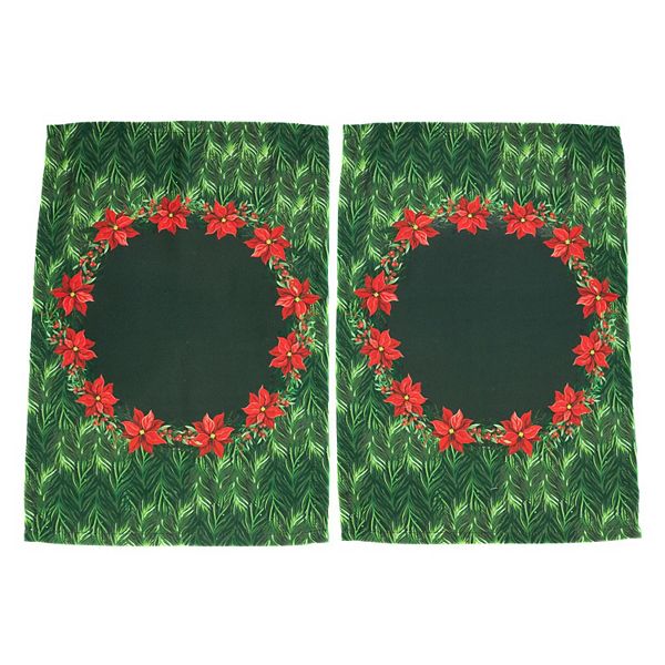 Holiday Themed Placemats, Poinsettia Flower Pattern Set of 2