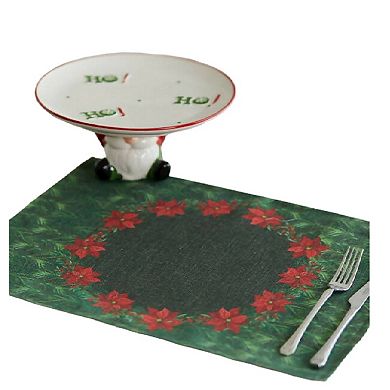 Holiday Themed Placemats, Poinsettia Flower Pattern Set of 2