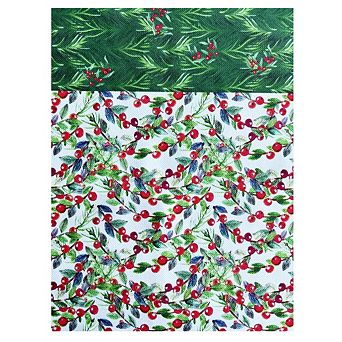 Holiday Runner Red Holly Berry And Cedar Greenery Mingle Together